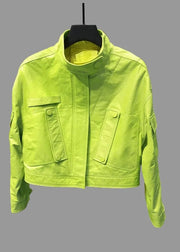 Neon green jacket on a black background