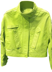 Neon green jacket on a white background