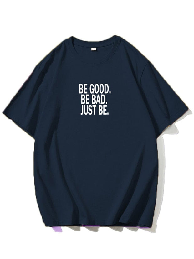 Teonclothingshop Dark Blue / M Simple, trendy, loose-fitting short-sleeved t-shirt with printed letters
