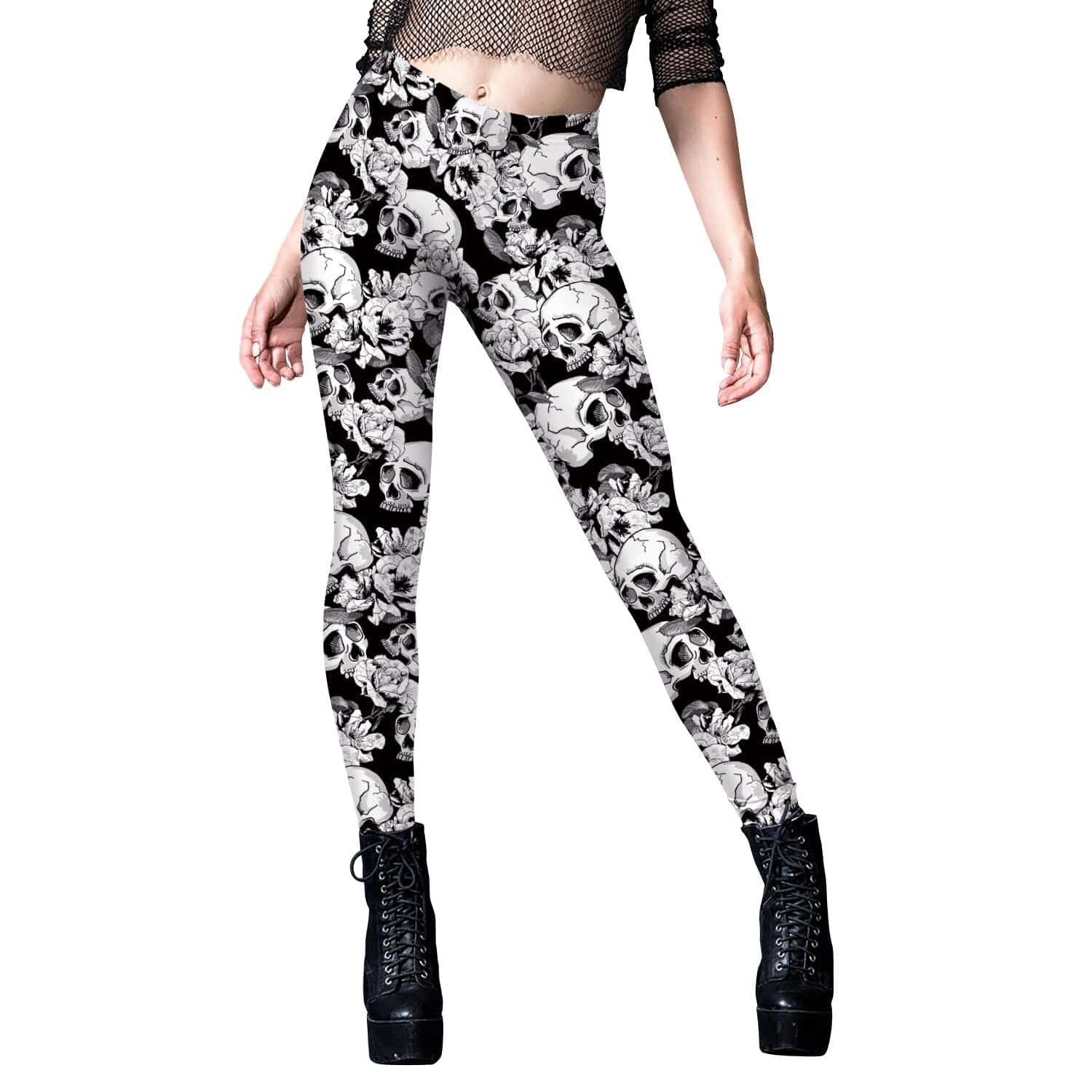 Teonclothingshop Skeleton Women's Leggings Cosplay Sexy Elastic Tight Pants