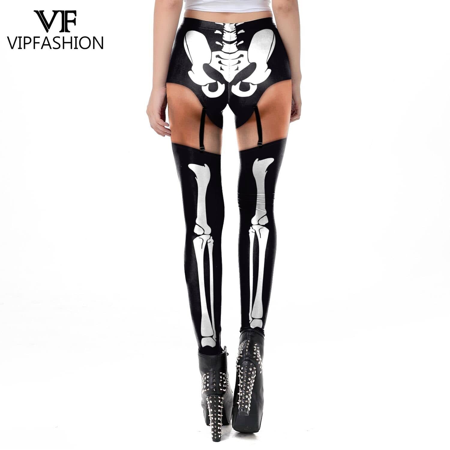 Teonclothingshop Skeleton Women's Leggings Cosplay Sexy Elastic Tight Pants