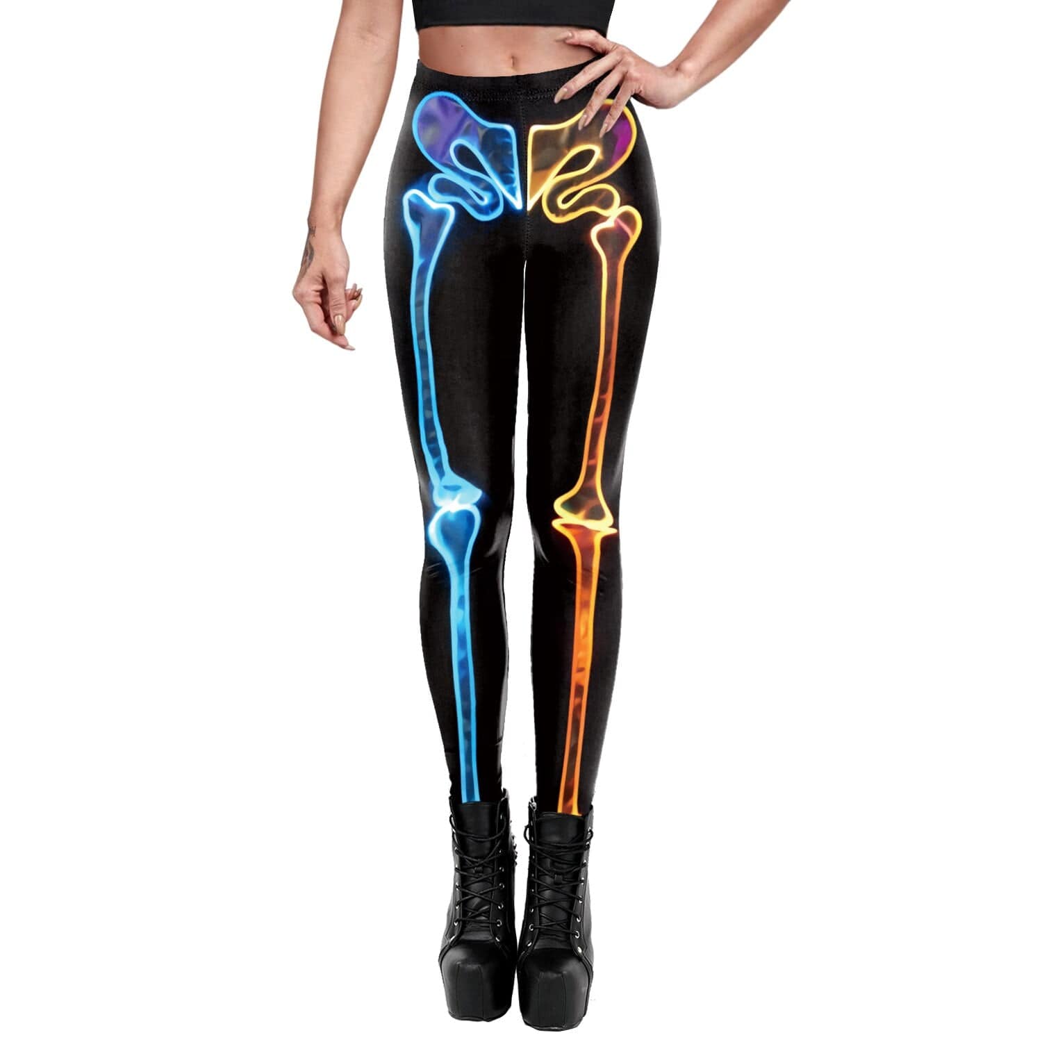 Teonclothingshop Skeleton Women's Leggings Cosplay Sexy Elastic Tight Pants