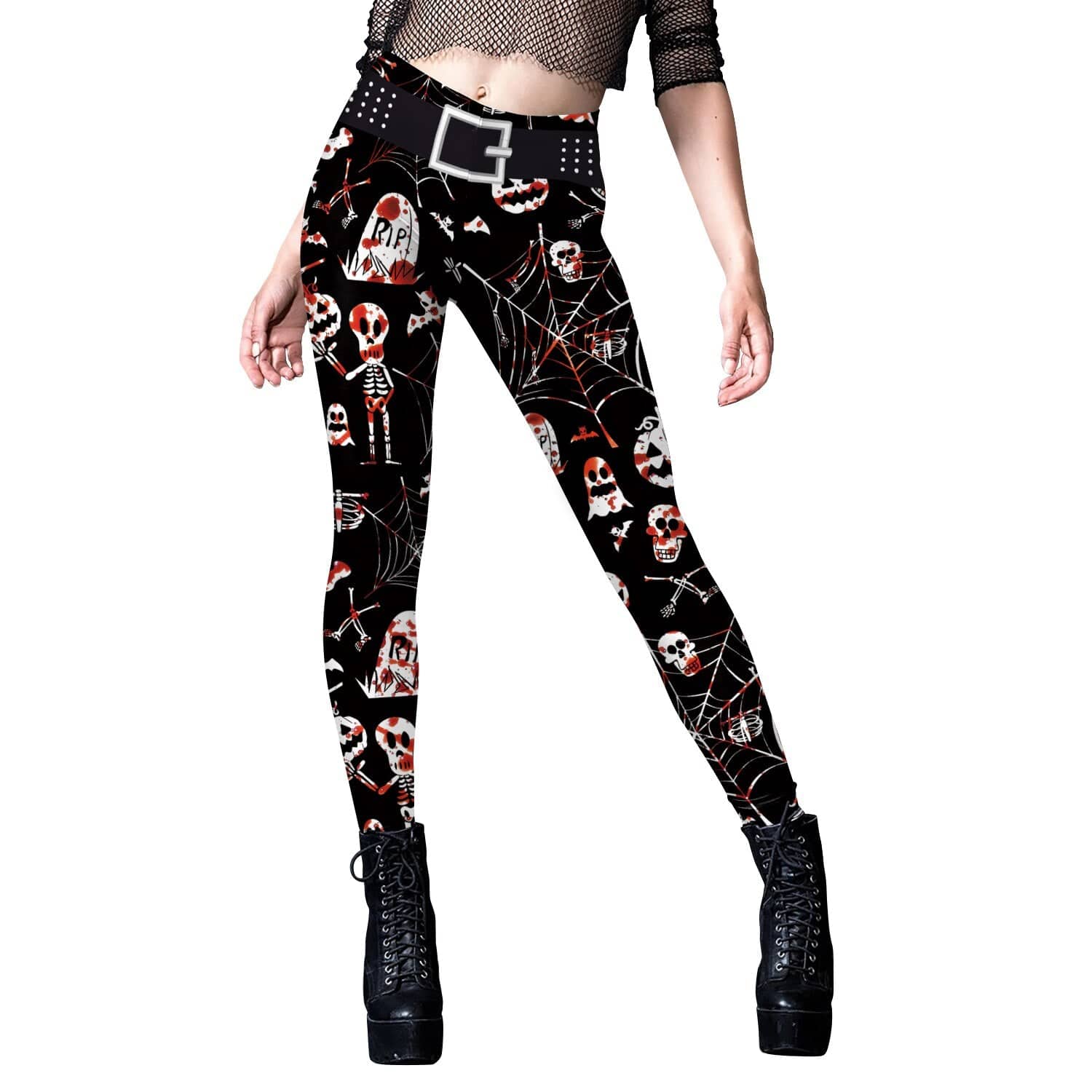 Teonclothingshop Skeleton Women's Leggings Cosplay Sexy Elastic Tight Pants