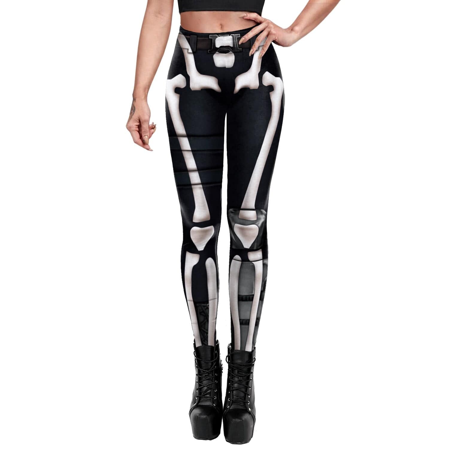 Teonclothingshop Skeleton Women's Leggings Cosplay Sexy Elastic Tight Pants