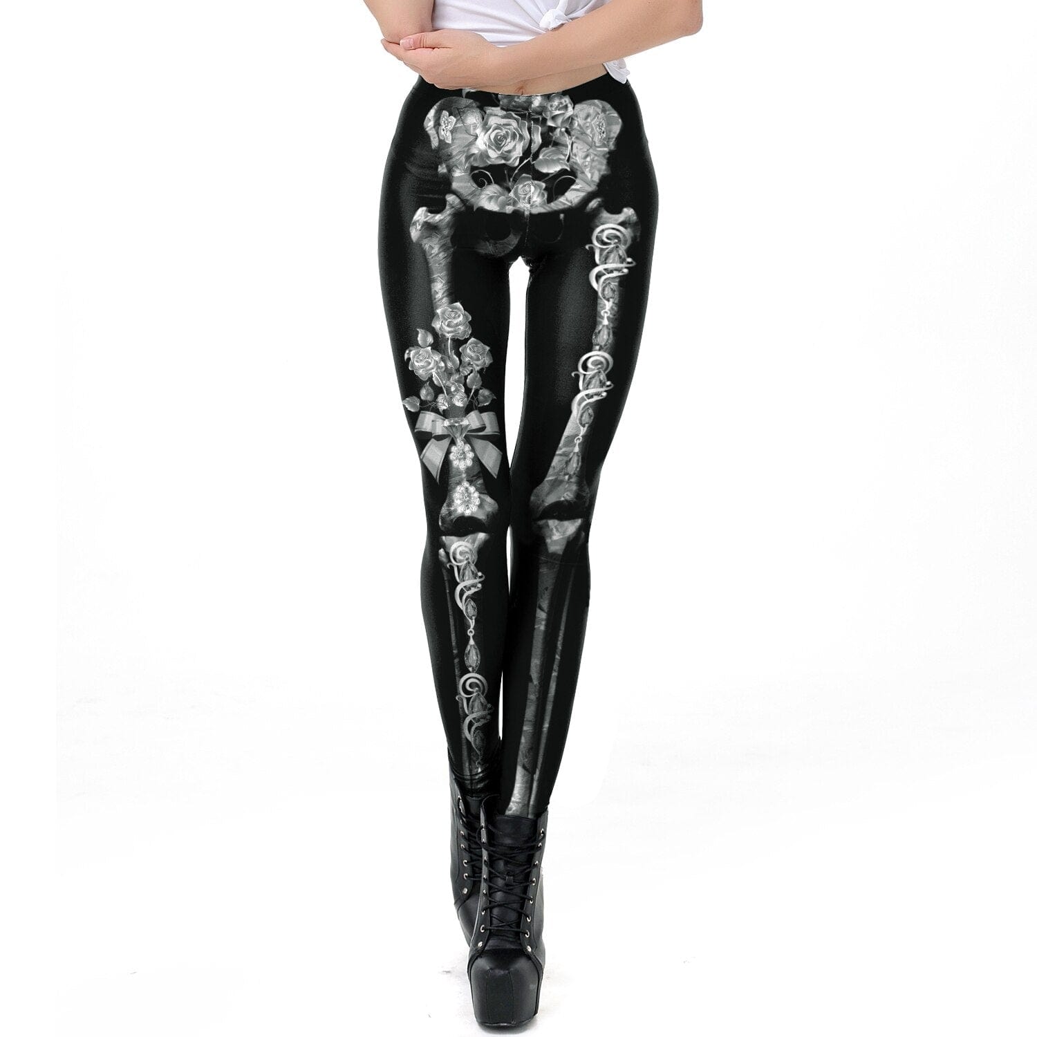 Teonclothingshop Skeleton Women's Leggings Cosplay Sexy Elastic Tight Pants