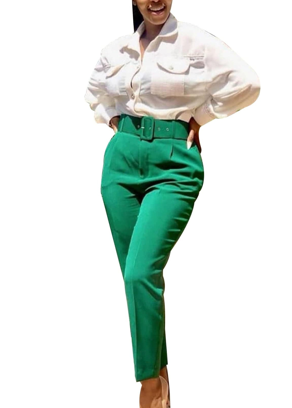Teonclothingshop green / S Spring Autumn Elegant High Waist Formal Pants Women's Slim Office Ladies Pants