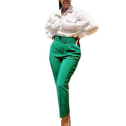 Teonclothingshop green / S Spring Autumn Elegant High Waist Formal Pants Women's Slim Office Ladies Pants