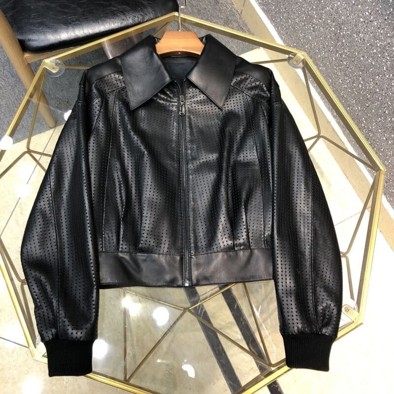 Teonclothingshop Spring casual clothes, turndown collar. New fashion jacket made of real lambskin