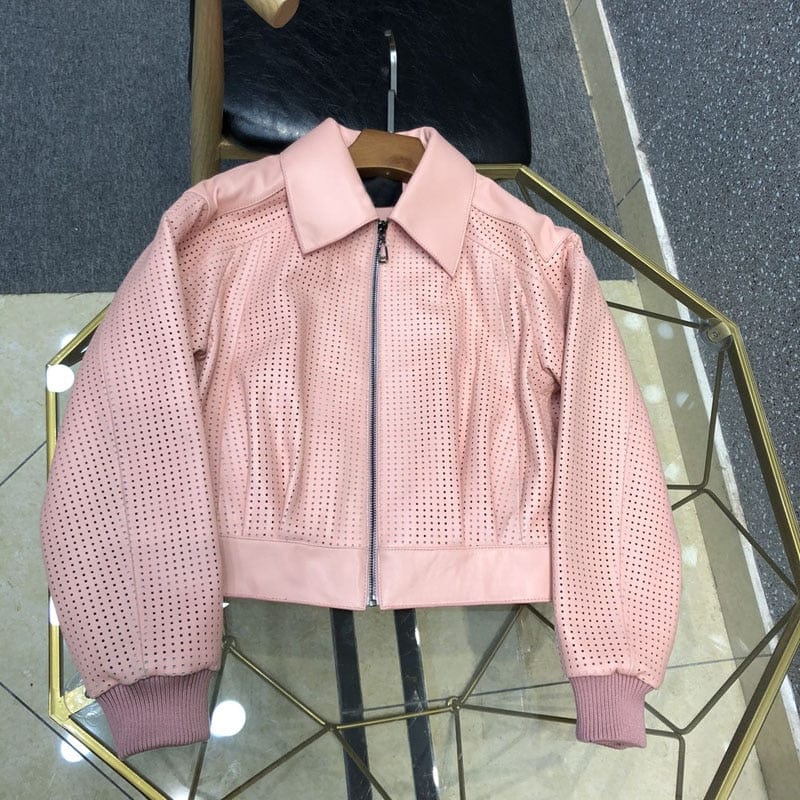 Teonclothingshop Spring casual clothes, turndown collar. New fashion jacket made of real lambskin