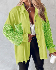 Teonclothingshop Spring Glam: Sequin Long Sleeve Shirt