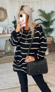 Teonclothingshop Spring Knitting Women Sweater Striped O-neck