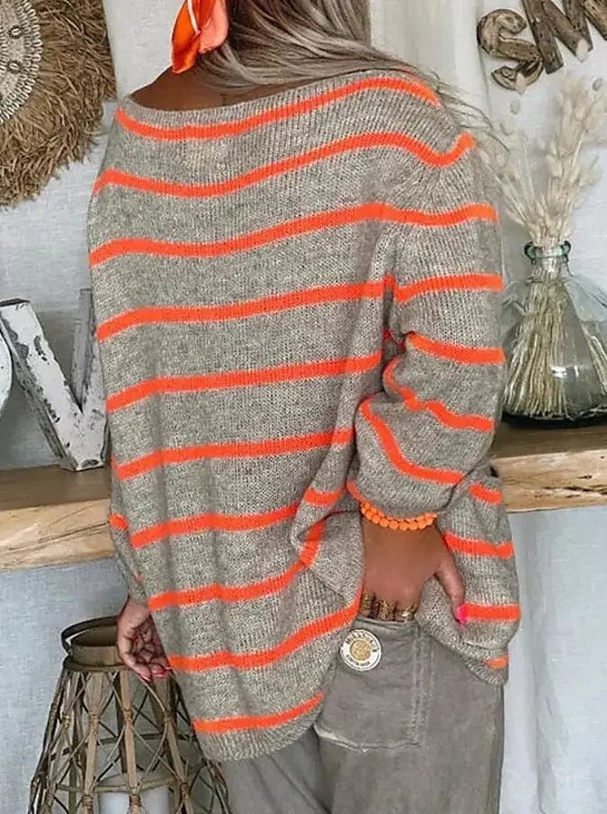 Teonclothingshop Spring Knitting Women Sweater Striped O-neck