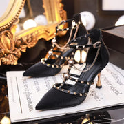 Teonclothingshop Spring Summer 2022 New Black Thin Rivet High Heels Shoes Designer Sandals