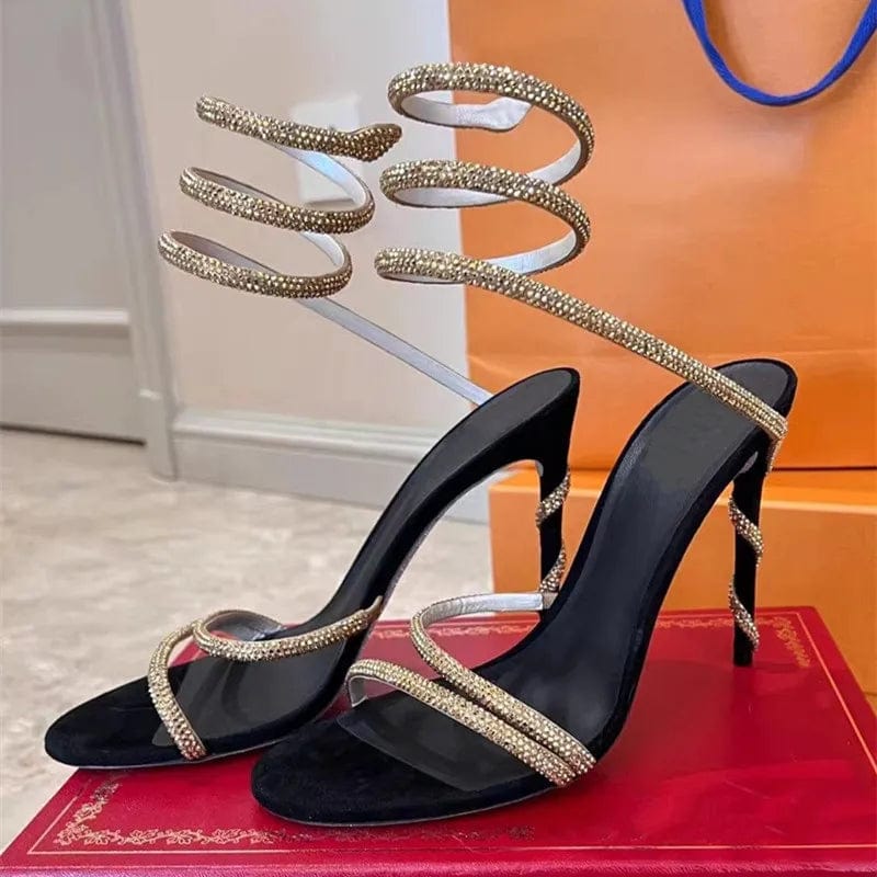 Teonclothingshop Star style Luxury Crystal Snake Coiled Women Sandals