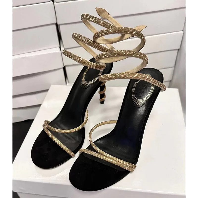 Teonclothingshop Star style Luxury Crystal Snake Coiled Women Sandals