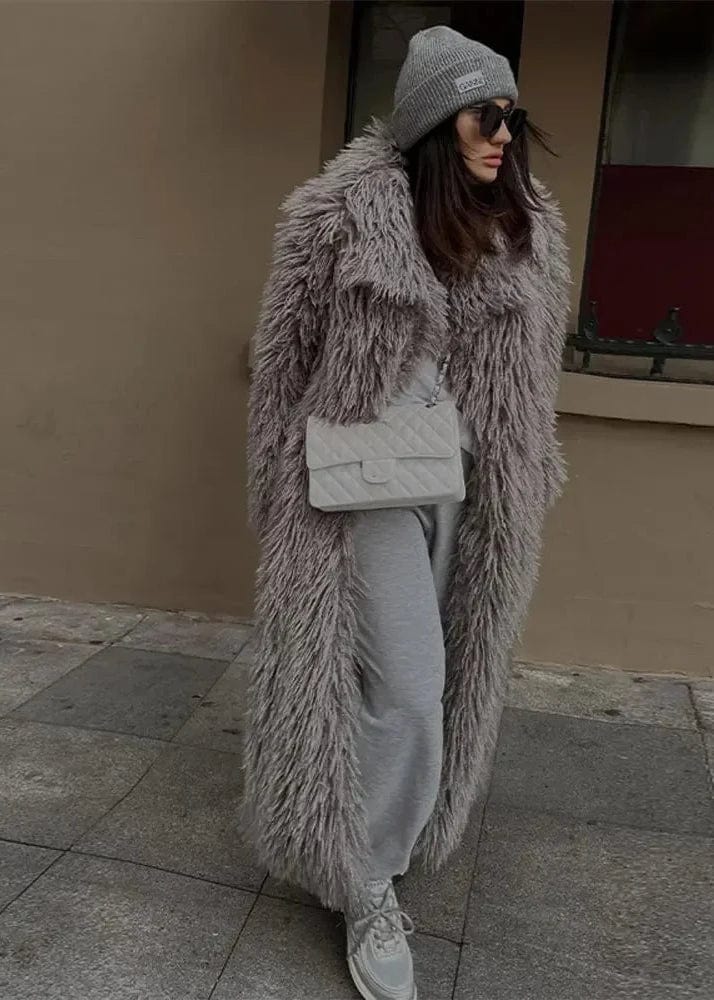 Teonclothingshop Stay Warm in Style: Women’s Long Fluffy Faux Fur Coat