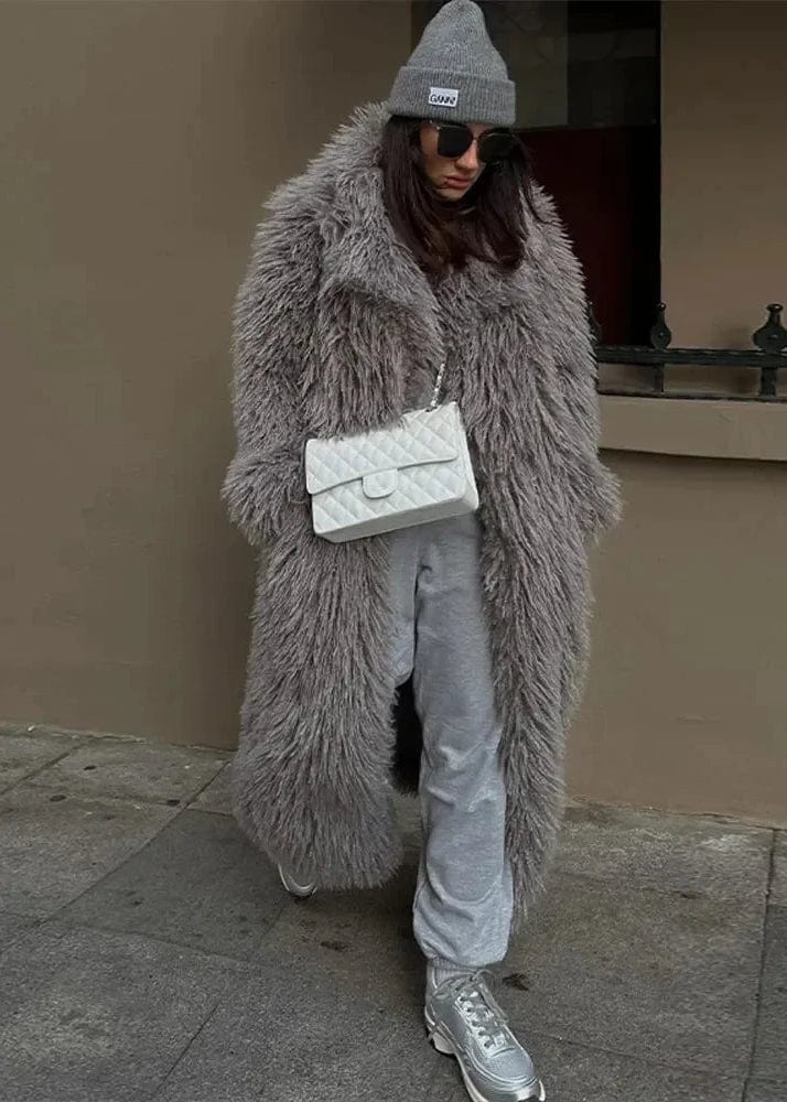 Teonclothingshop Stay Warm in Style: Women’s Long Fluffy Faux Fur Coat