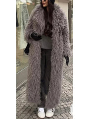 Teonclothingshop Stay Warm in Style: Women’s Long Fluffy Faux Fur Coat