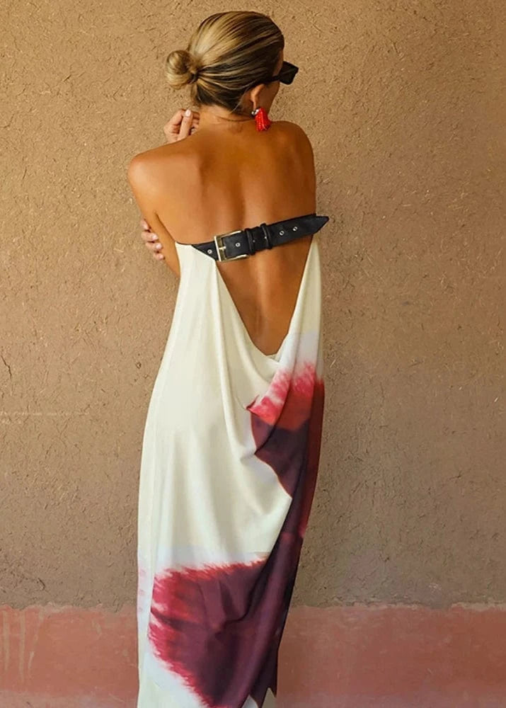 Teonclothingshop Strapless Floral Maxi Dress