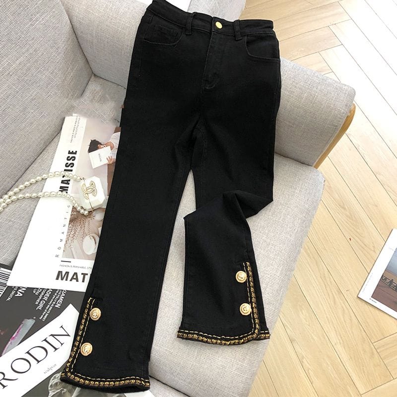 Teonclothingshop Street Fashion Patchwork Zipper Double Slit Pockets Lightweight Wide Leg Pants