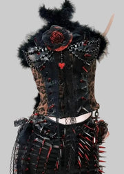 Black and red detailed corset on a mannequin with 'AMY&BENTON' branding.