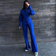 Teonclothingshop Stylish Two-Piece Sweat Suit with Slit Pants for Women