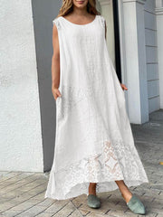 Teonclothingshop Summer 2023 Bohemian Women Maxi Dress Asymmetrical Lace Long Dress