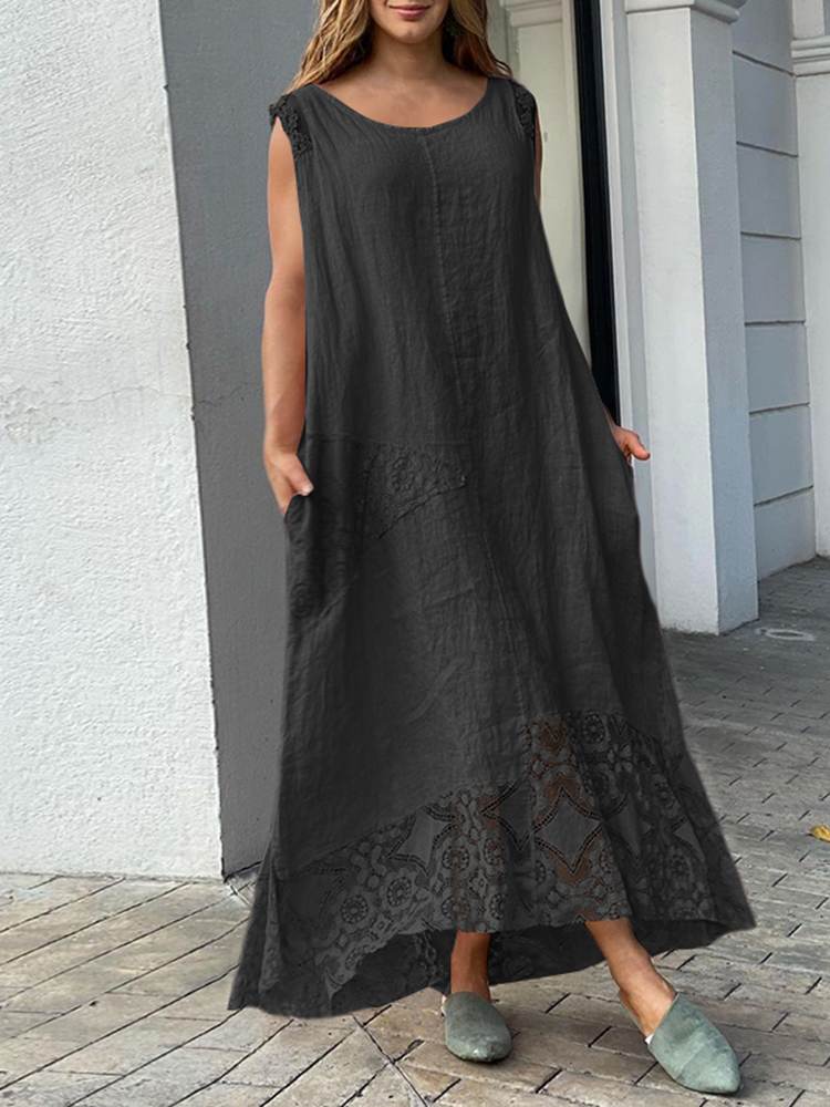 Teonclothingshop Summer 2023 Bohemian Women Maxi Dress Asymmetrical Lace Long Dress