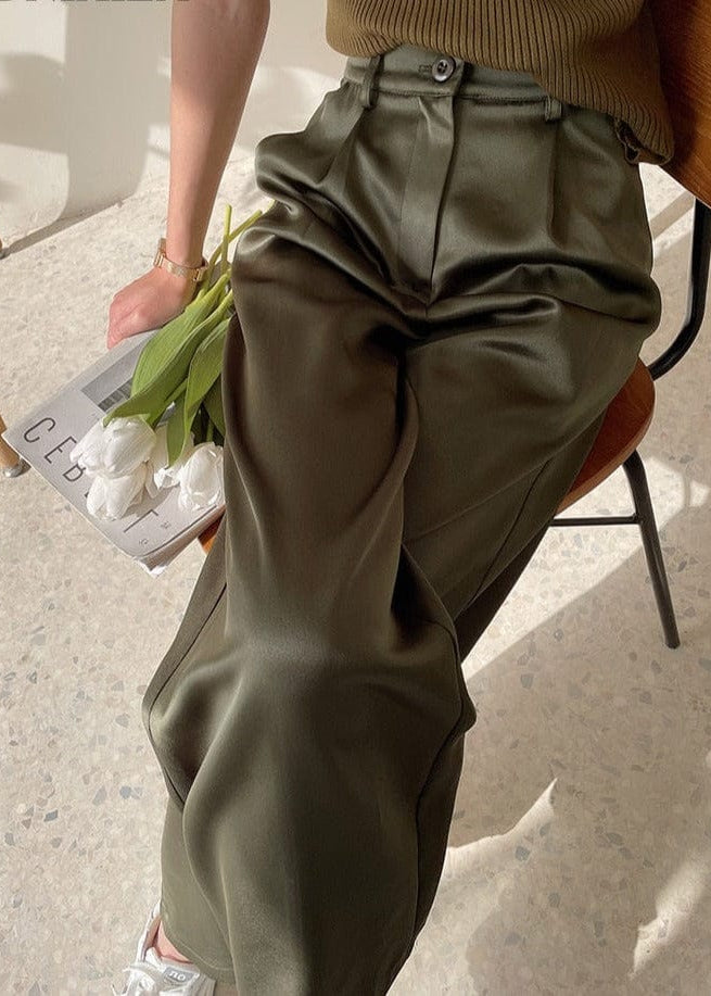 Teonclothingshop Summer 2023 New Women's High Waisted Silk Satin Pants