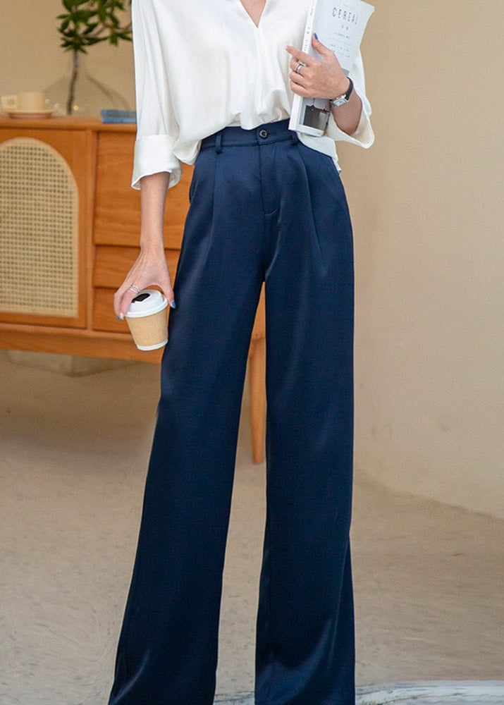 Teonclothingshop Summer 2023 New Women's High Waisted Silk Satin Pants