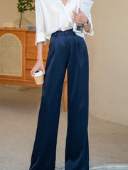 Teonclothingshop Summer 2023 New Women's High Waisted Silk Satin Pants