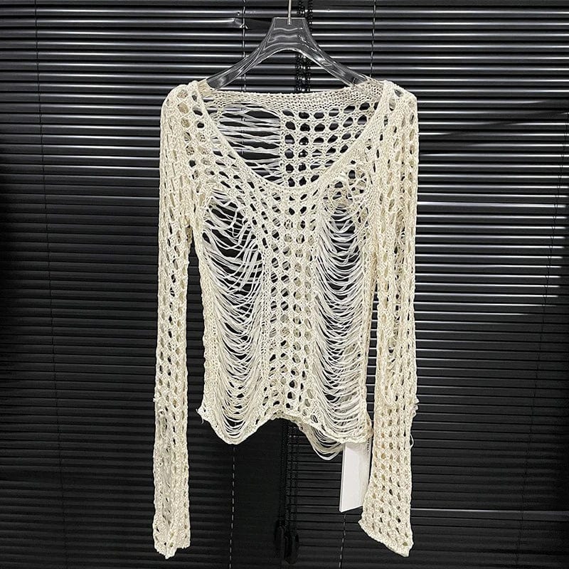 Teonclothingshop Summer fashion knitted pullover with hollowed out design