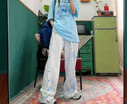Teonclothingshop Summer Hip Hop Tie Up Pants Women's Vintage Casual Wide Leg Pants