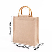 Teonclothingshop Summer linen shopping bag with bamboo handles