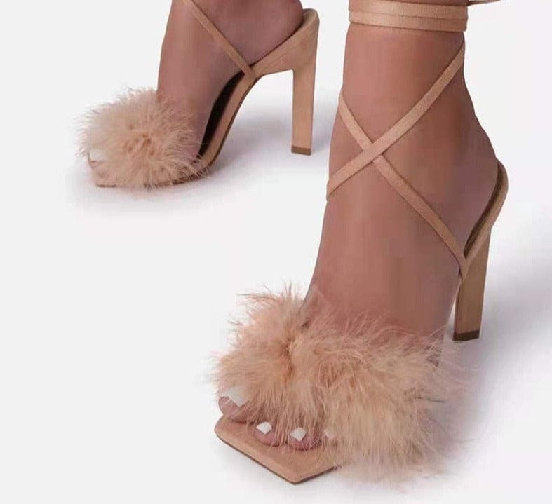 Teonclothingshop Summer Roman fashion fur women's shoes with cross ties 2022.