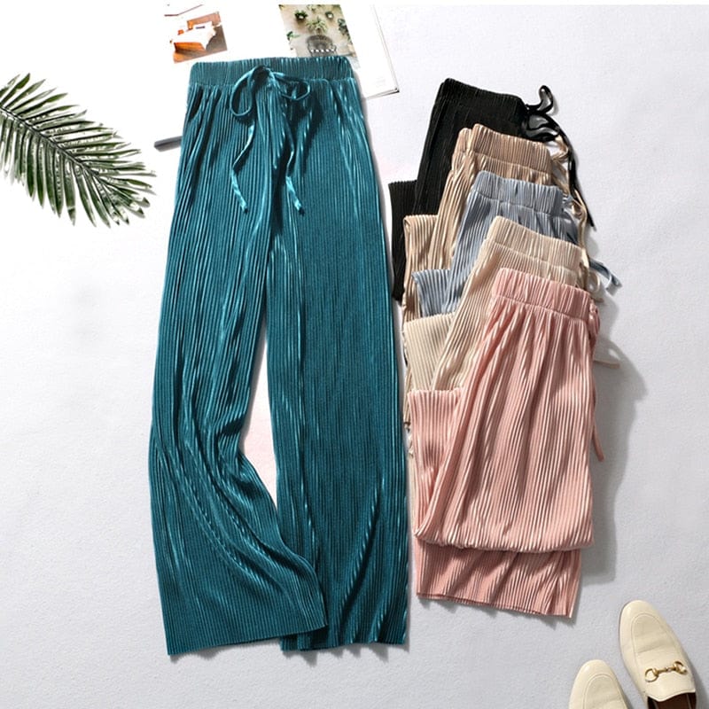 Teonclothingshop Summer wide waist pants. Casual elastic