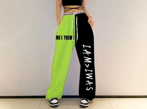 Teonclothingshop Green Black / S 40kg-50kg Sweatpants original personality Women's fashion Hip-hop pants with print