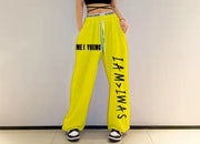 Teonclothingshop Yellow / S 40kg-50kg Sweatpants original personality Women's fashion Hip-hop pants with print