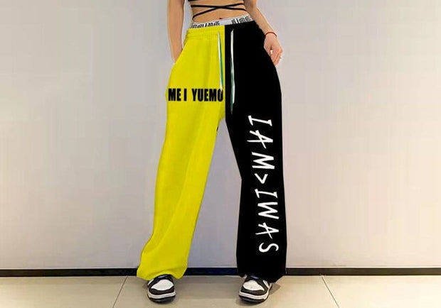 Teonclothingshop Yellow Black / S 40kg-50kg Sweatpants original personality Women's fashion Hip-hop pants with print