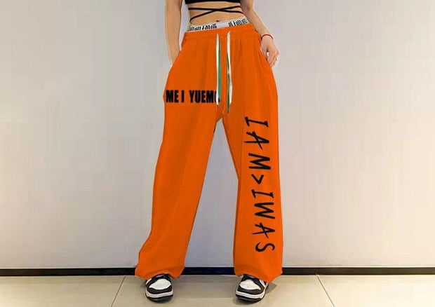 Teonclothingshop Orange / S 40kg-50kg Sweatpants original personality Women's fashion Hip-hop pants with print