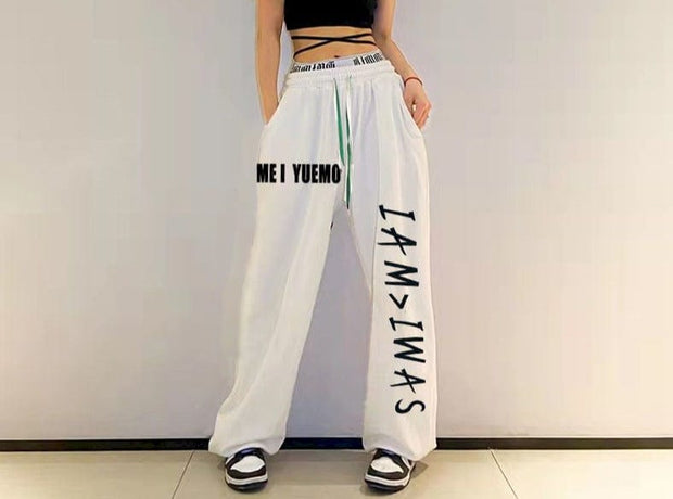 Teonclothingshop White / S 40kg-50kg Sweatpants original personality Women's fashion Hip-hop pants with print