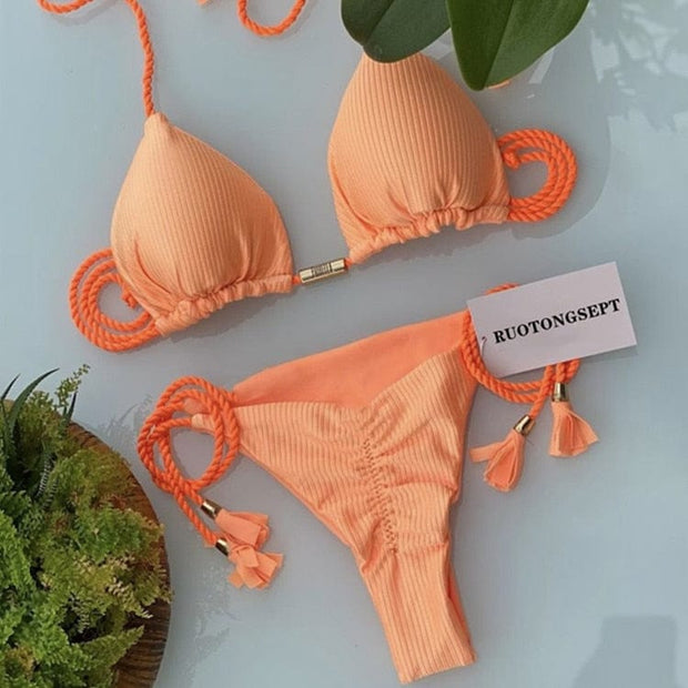 Teonclothingshop Swimwear Thong Bikini Set 2022