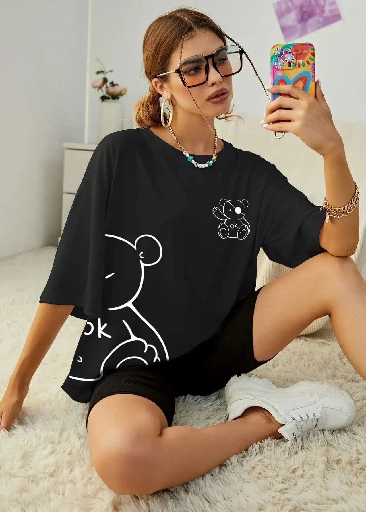 Teonclothingshop Teddy Bear Print Oversized Tee
