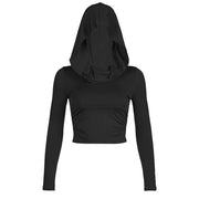 Teonclothingshop "Throwback Style: Grunge  Hooded Crop Top for Women"