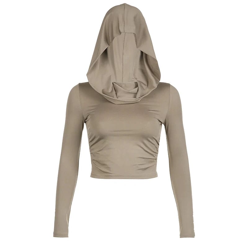 Teonclothingshop "Throwback Style: Grunge  Hooded Crop Top for Women"