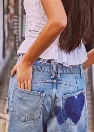 Teonclothingshop Trendy Blue Denim Mom Jeans
