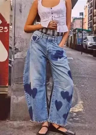 Teonclothingshop Trendy Blue Denim Mom Jeans