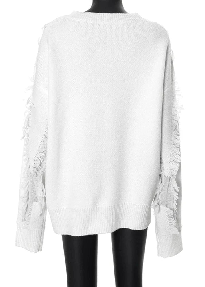 Teonclothingshop Trendy loose-knit sweater with tassels