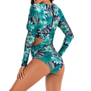 Teonclothingshop Tropical Leaf Print Surfing Suit Women's Swimwear