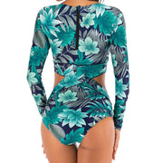 Teonclothingshop Tropical Leaf Print Surfing Suit Women's Swimwear